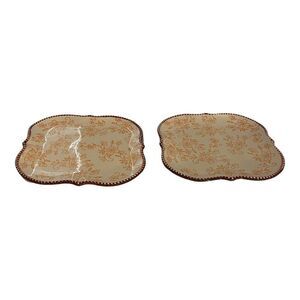 Temptations by Tara Orange 2 Floral Lace 8” Square Salad Plates PPP-SQ-944778